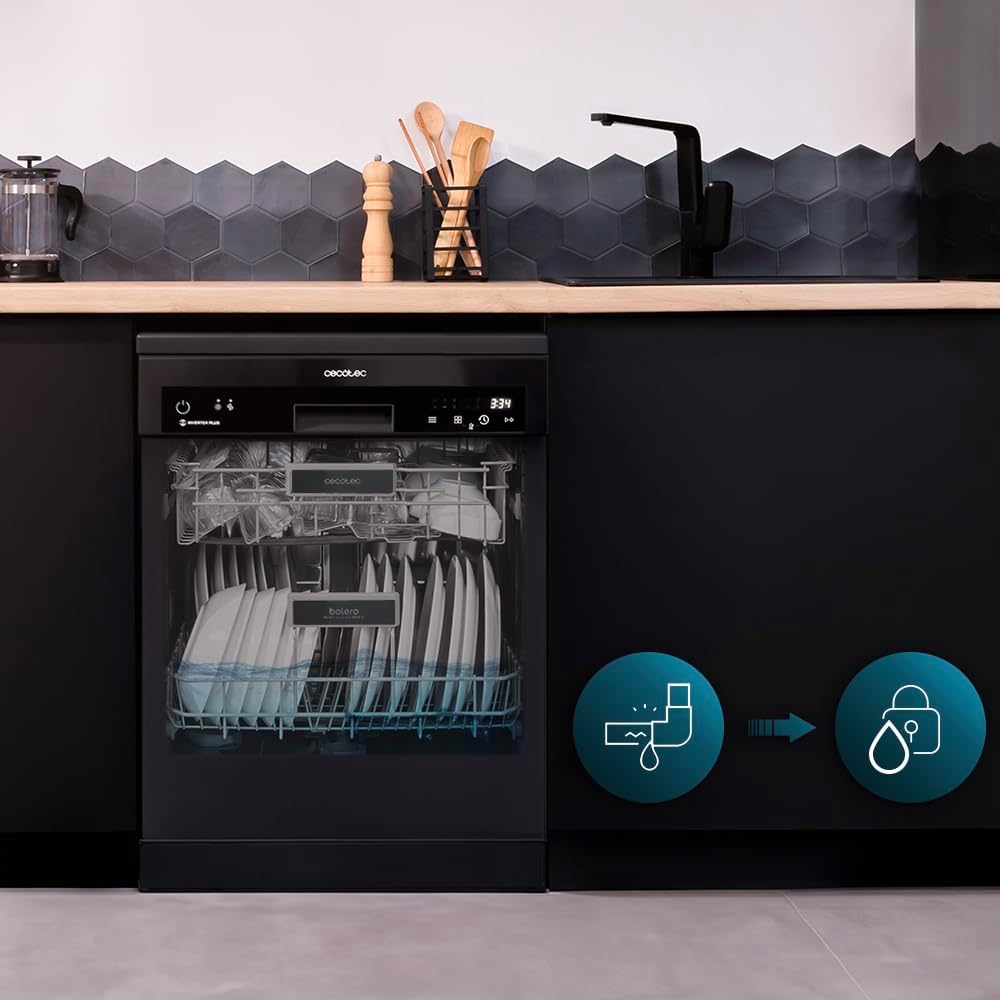 Cecotec - Bolero Aguazero 6500 Dark - 60 cm - 15 couverts, 6 programmes, moteur Inverter Plus