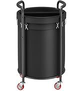 FAVOOSTY Panier à linge à roulettes, chariot de tri du linge rond de 190 litres, deux compartimen...