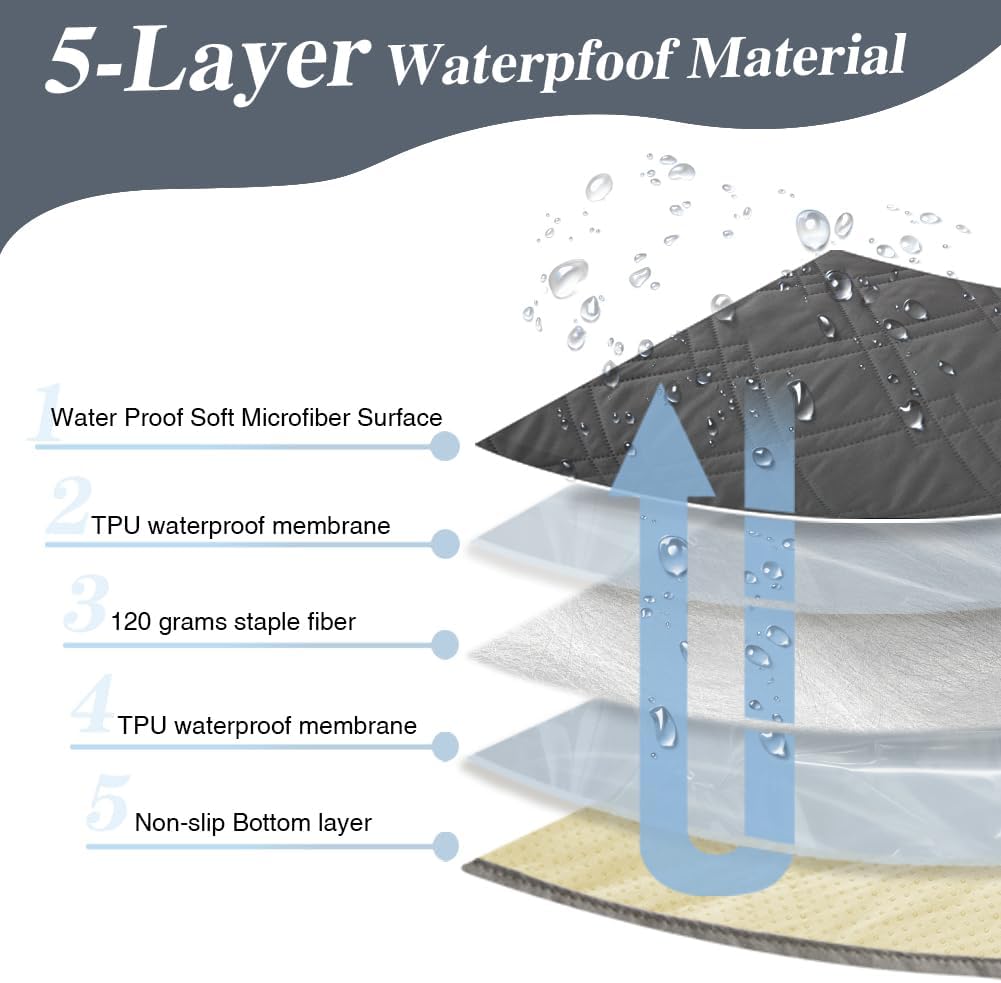 DUJUIKE - Housse canapé imperméable, antidérapante, 173-208 cm, protection animaux