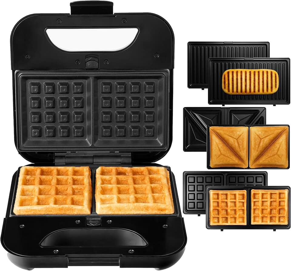 LEHMANN - Appareil 3-en-1, plaques interchangeables, revêtement antiadhésif, préparation rapide