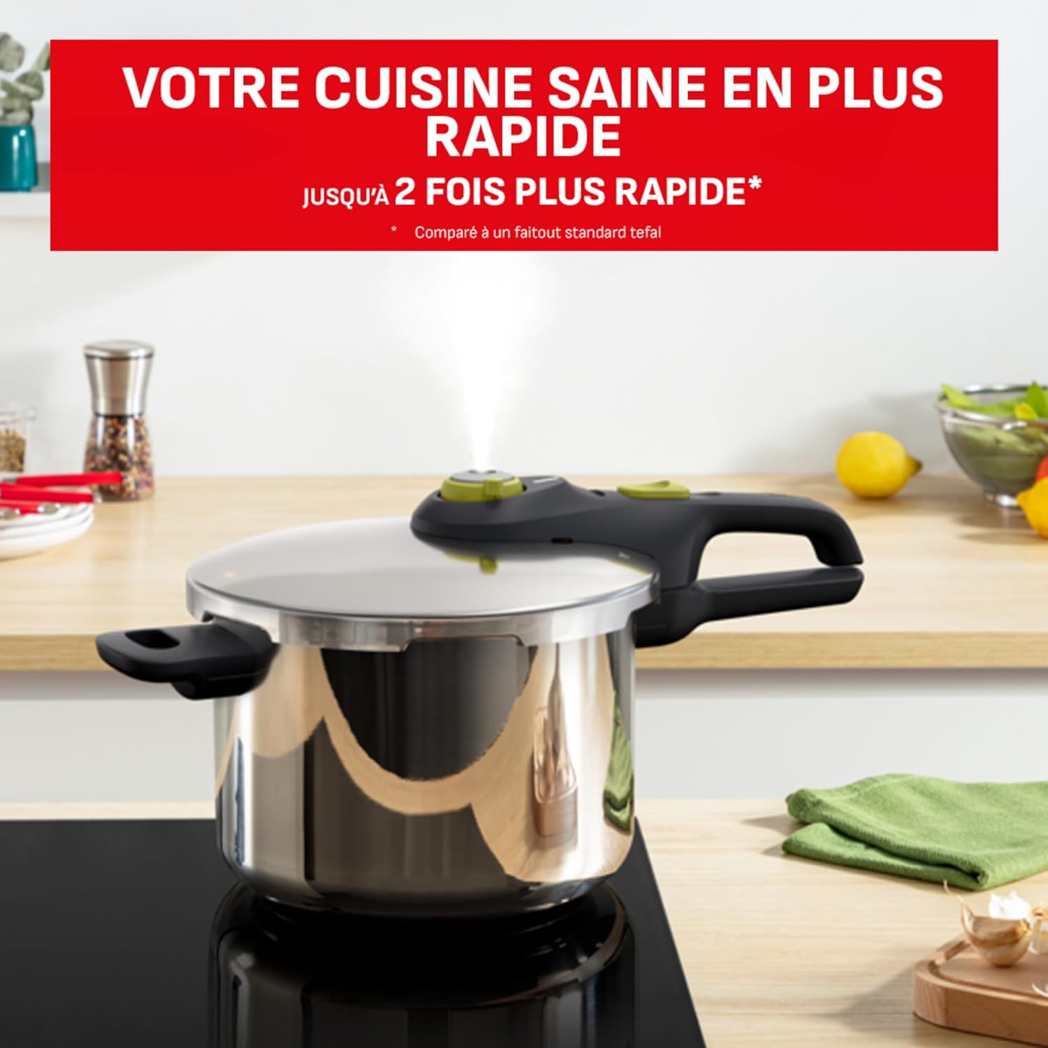 Tefal - Secure 5 Neo - cocotte-minute inox 6L, 2 programmes, sécurité 5 points, compatible induction/lave-vaisselle - P2
