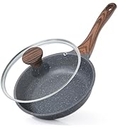 SENSARTE Poêle 24 cm avec Couvercle, Revêtement Granit Antiadhésif, Compatible Induction, Manche ...