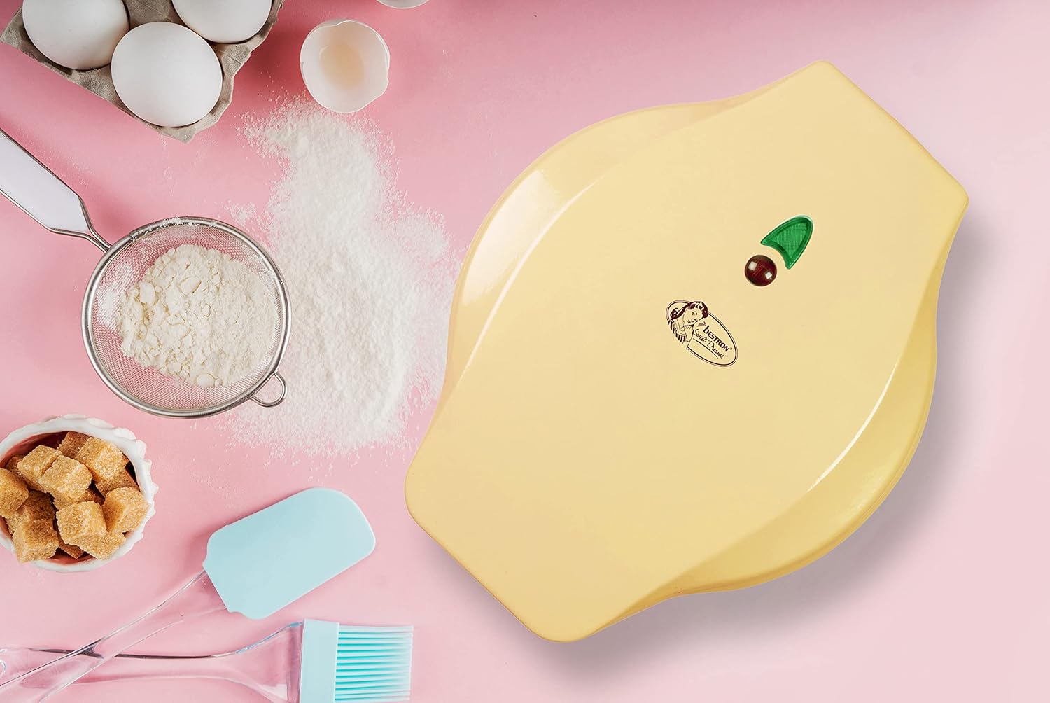 Bestron - mini cookies/gaufres - jaune - 700W, anti-adhésif, motifs animaux