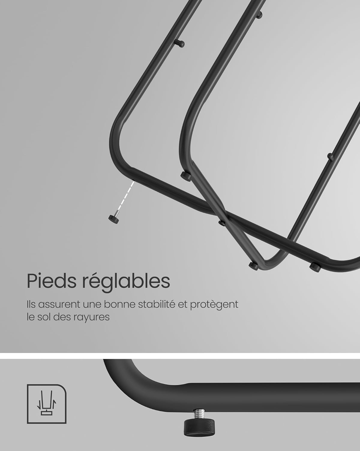 VASAGLE - table basse ronde compacte - rangement tissu intégré - LET223B01