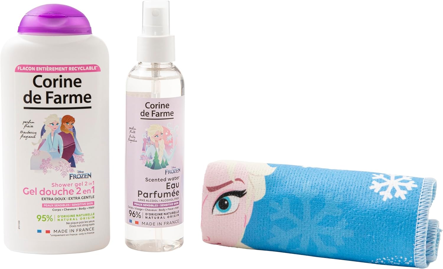 Corine de Farme - Coffret Frozen - 150ml+300ml - parfum fruité, 96% naturel, dès 3 ans