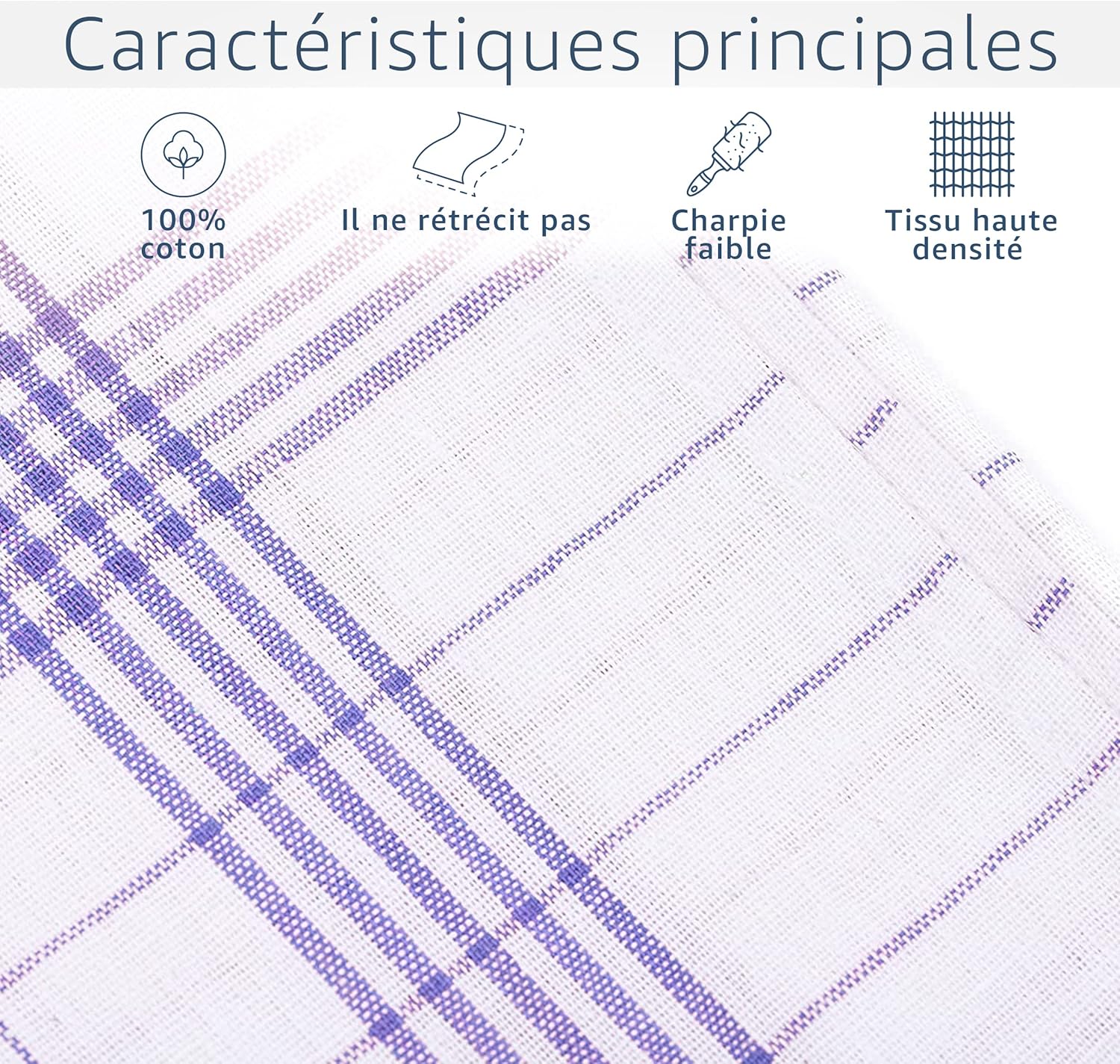 Amago - torchons lot de 10 - 50x70 cm - bleu absorbant