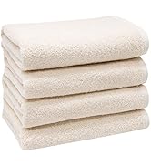 ZOLLNER Lot de 4 serviettes de toilette 100 % coton naturel 50 x 100 cm