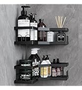AceMining Rangement Salle de Bain, 2Pcs Etagere Salle de Bain Noir, Etagere Douche avec Adhésif, ...