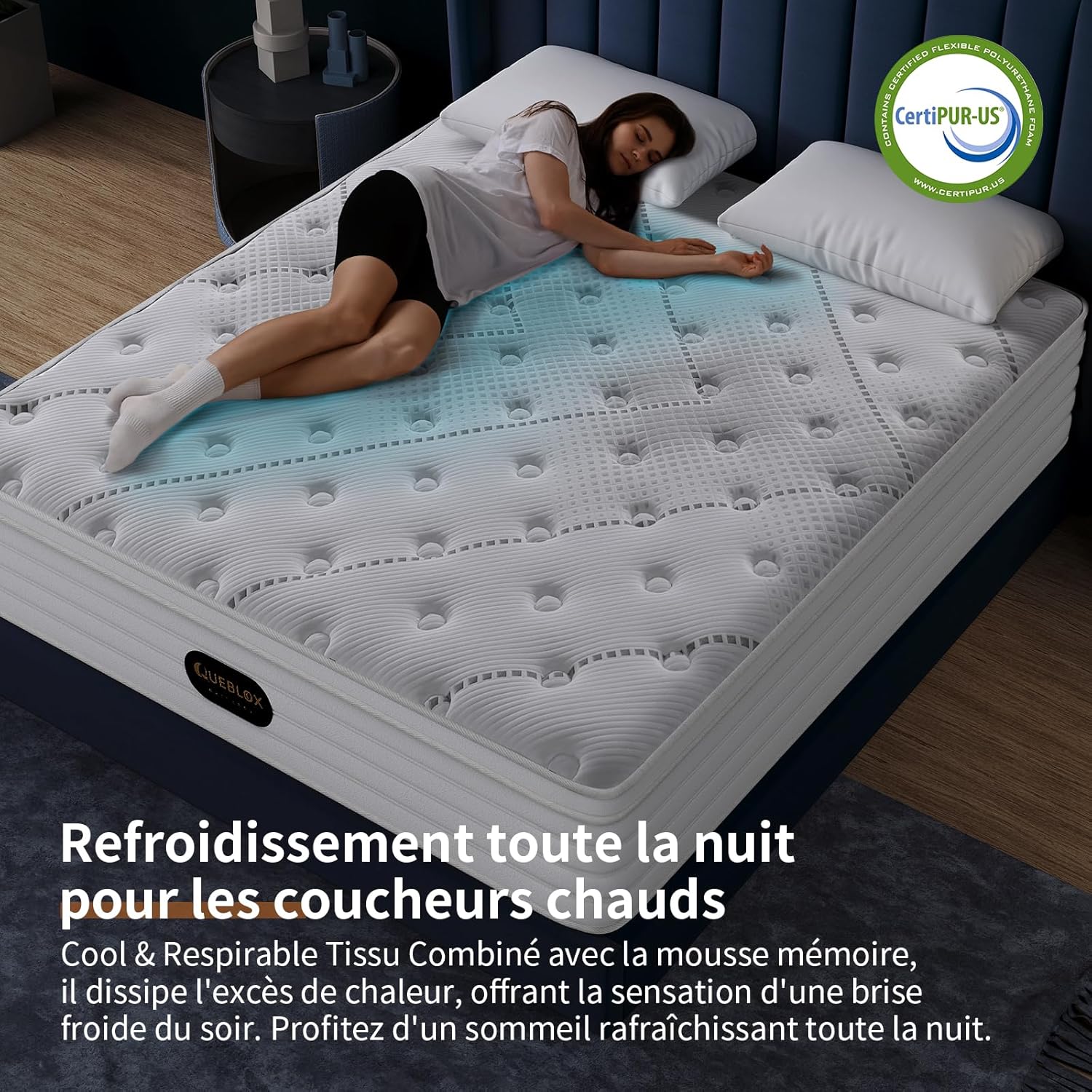 Matelas - 160x200 cm - 7 zones, hauteur 28 cm, ressorts ensachés, fermeté moyenne