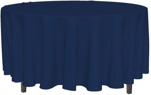Soleil d'Ocre - Alix nappe ronde polyester 180 cm bleu marine, anti-taches