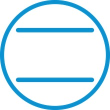 Logo ou icône circulaire bleu simple avec deux lignes horizontales au centre.