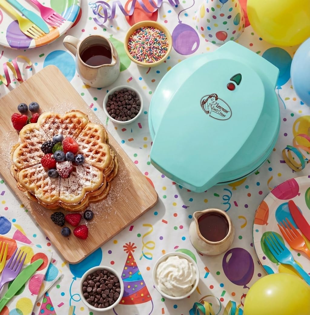 Bestron - gaufrier rétro, cœur, 700W, antiadhésif, menthe, verts