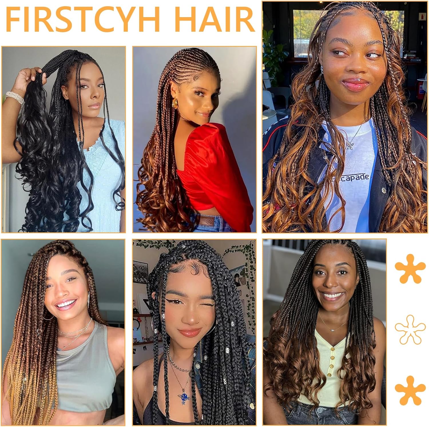 Mèches pour tresses africaines - French Curl - 16 pouces - 8 packs, cheveux ondulés bouncy, mélange 1B/33/30