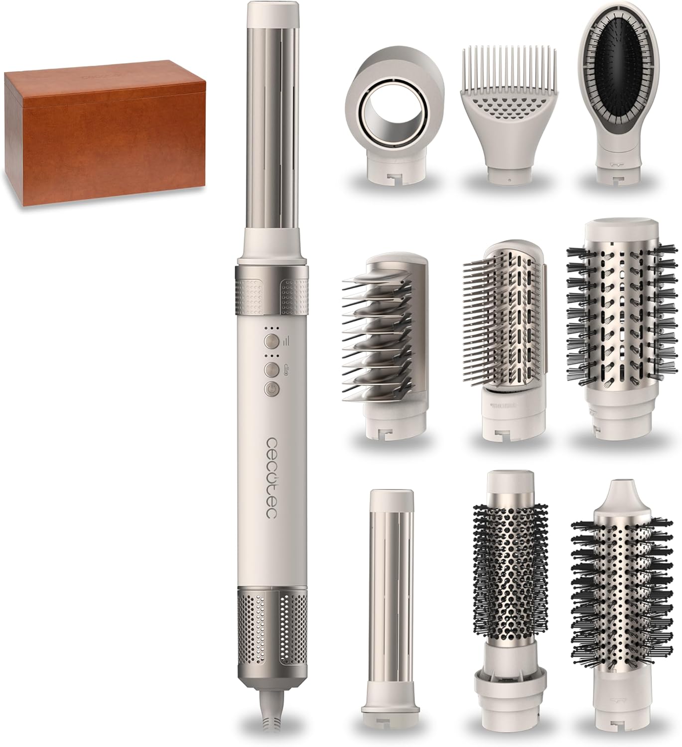 Cecotec - Brosse Airglam 10en1 - 1400W, céramique, 3 vitesses, 3 températures