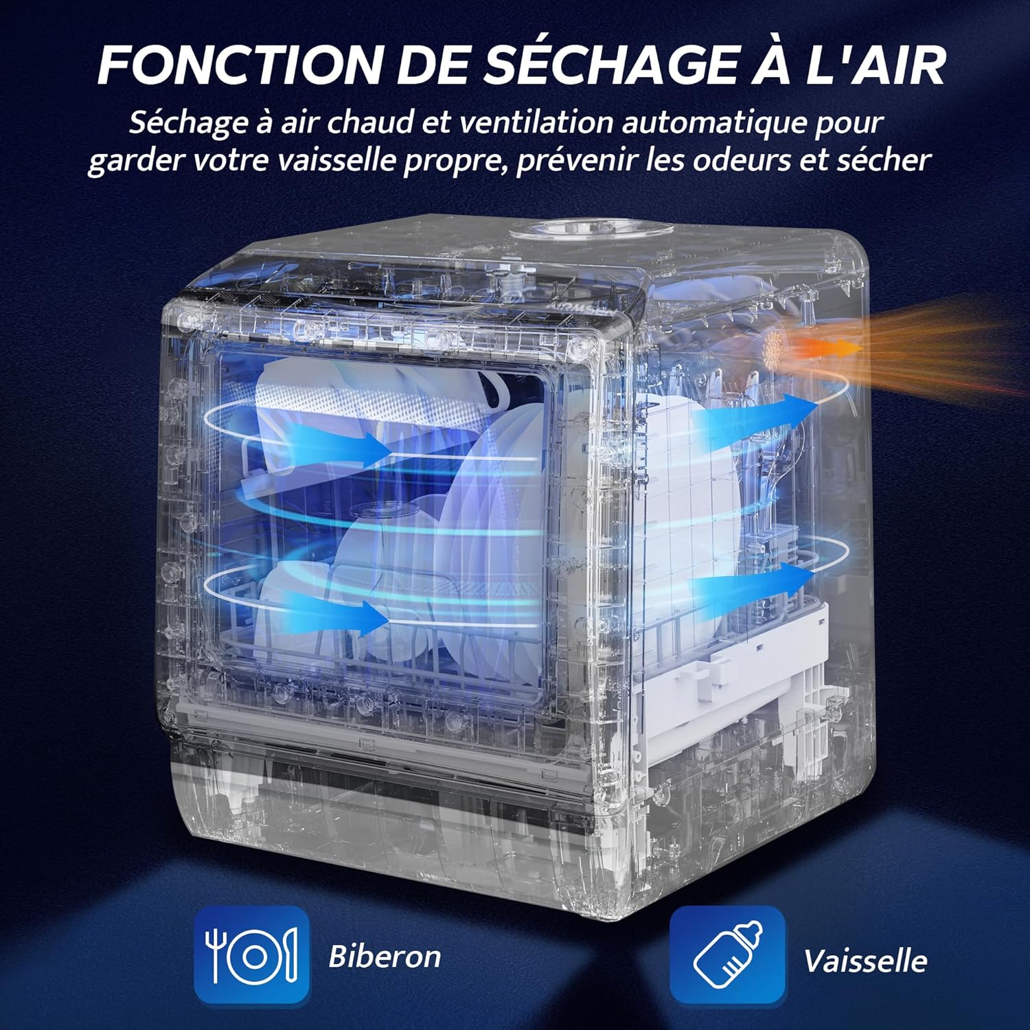AIRMSEN - Mini lave-vaisselle compact, 5L, écran LED tactile, 5+1 programmes