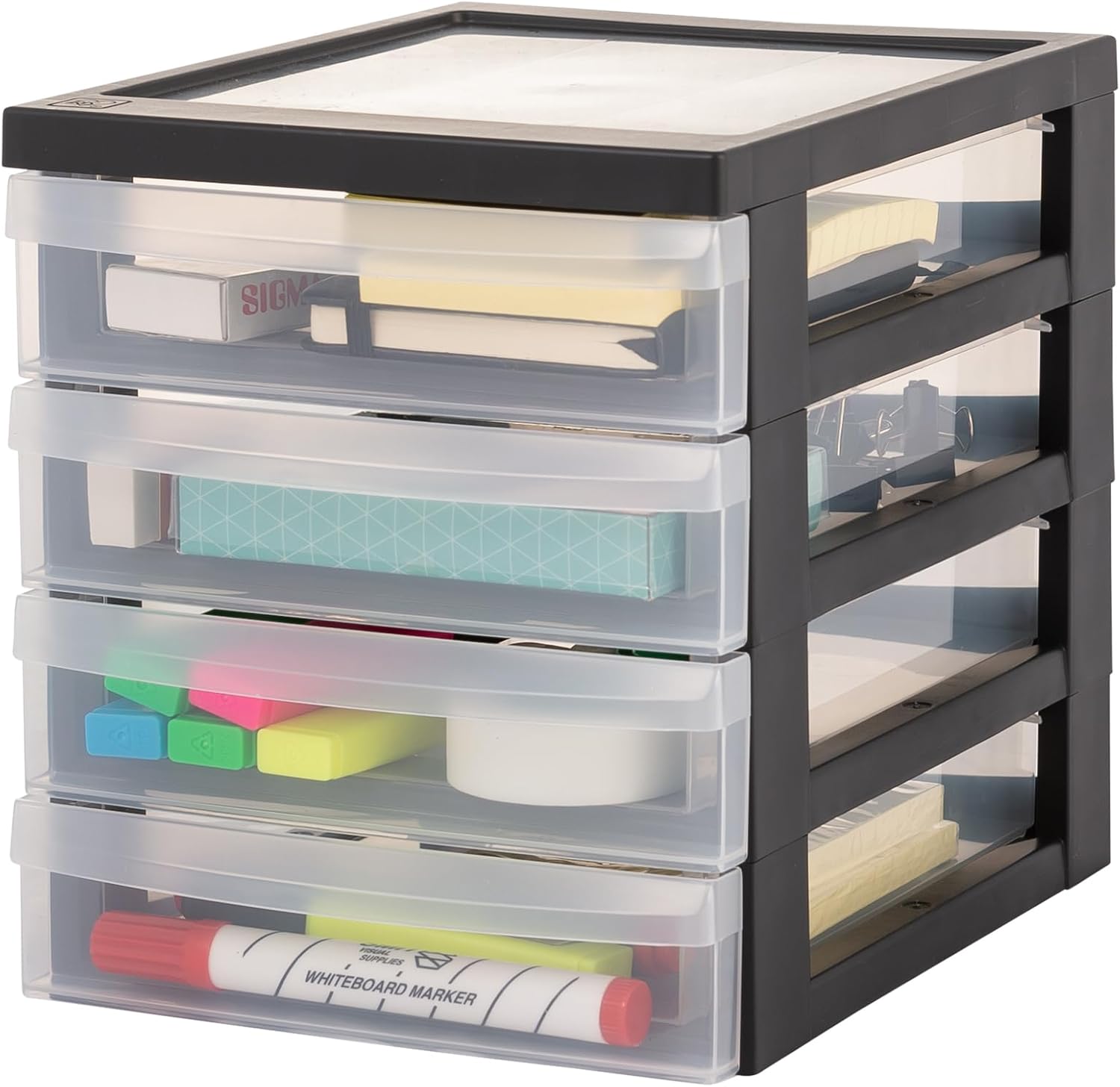 Iris Ohyama - DC-A5 - 4 tiroirs A5 - plastique noir, sans BPA