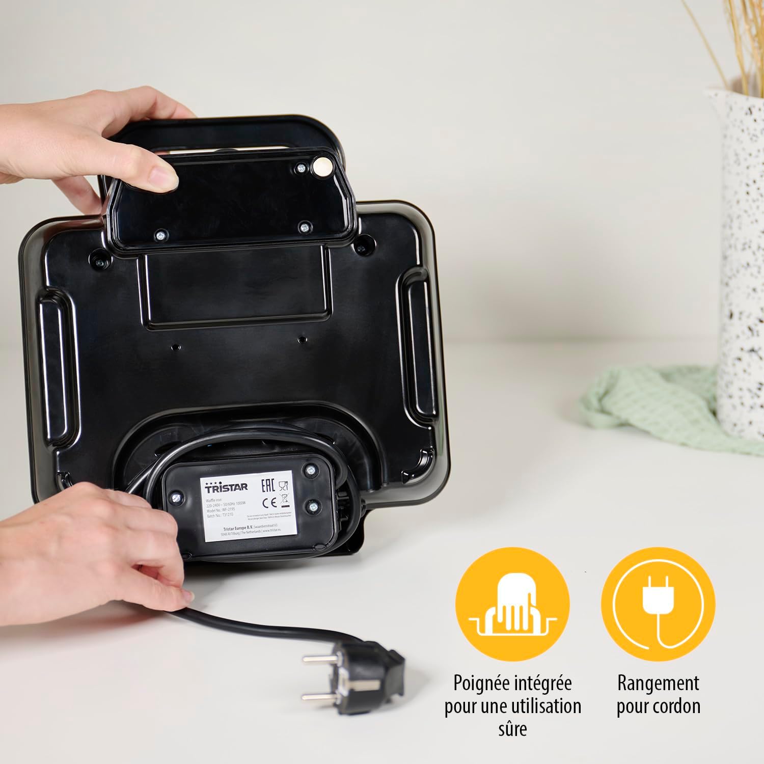 Tristar - Gaufrier WF-2195 - 2 gaufres - 1 000W, acier inoxydable