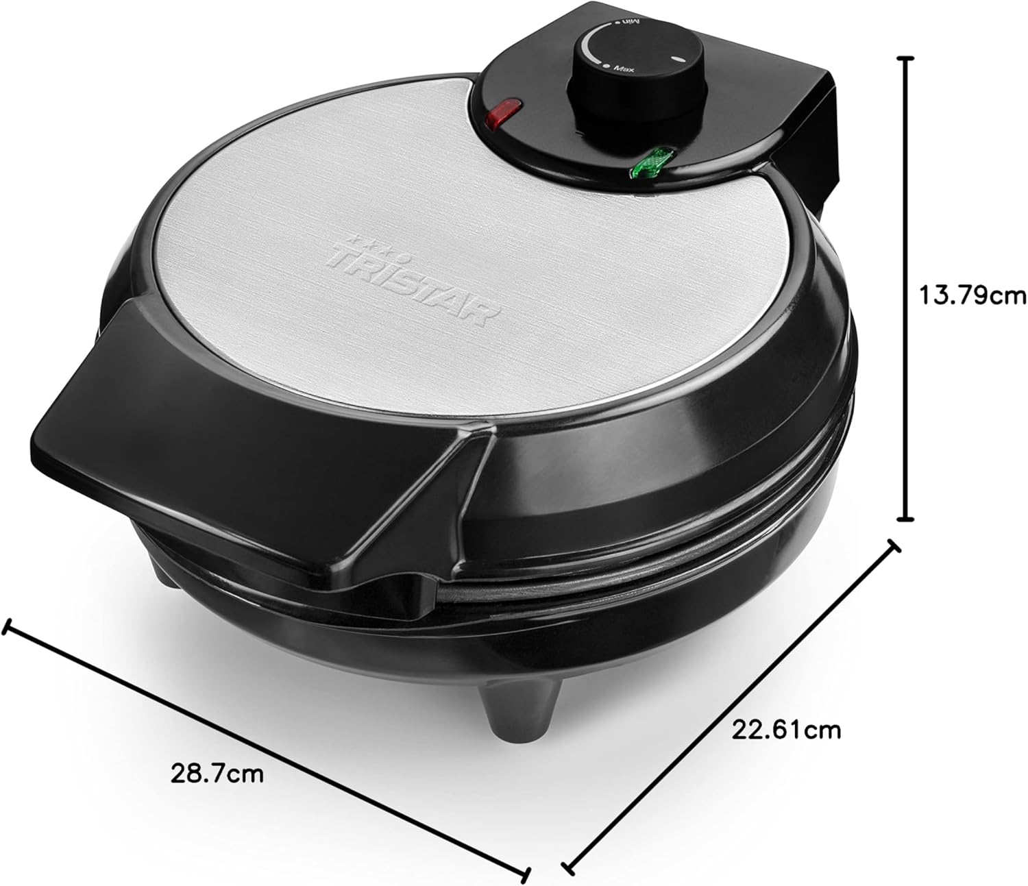 Tristar - moule à gaufres inox - 5 gaufres, noir, compact