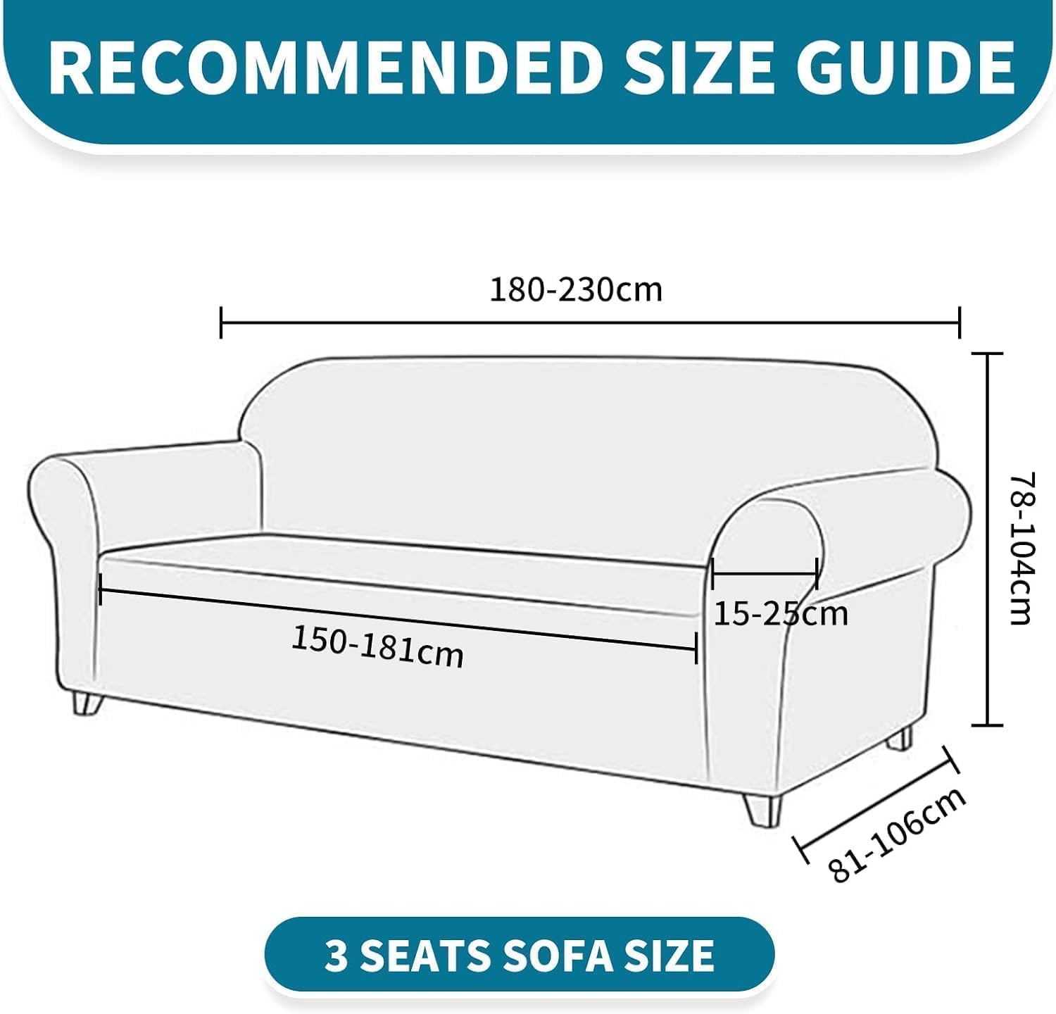 Housse canapé 3 places extensible, moderne, antidérapante, lavable