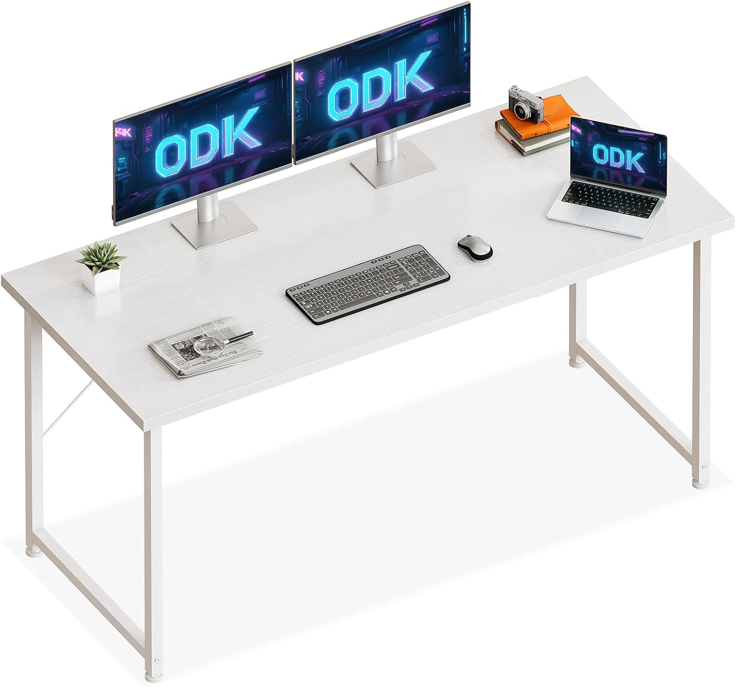 ODK - Bureau d'ordinateur, 140x50cm, blanc, table d'étude polyvalente