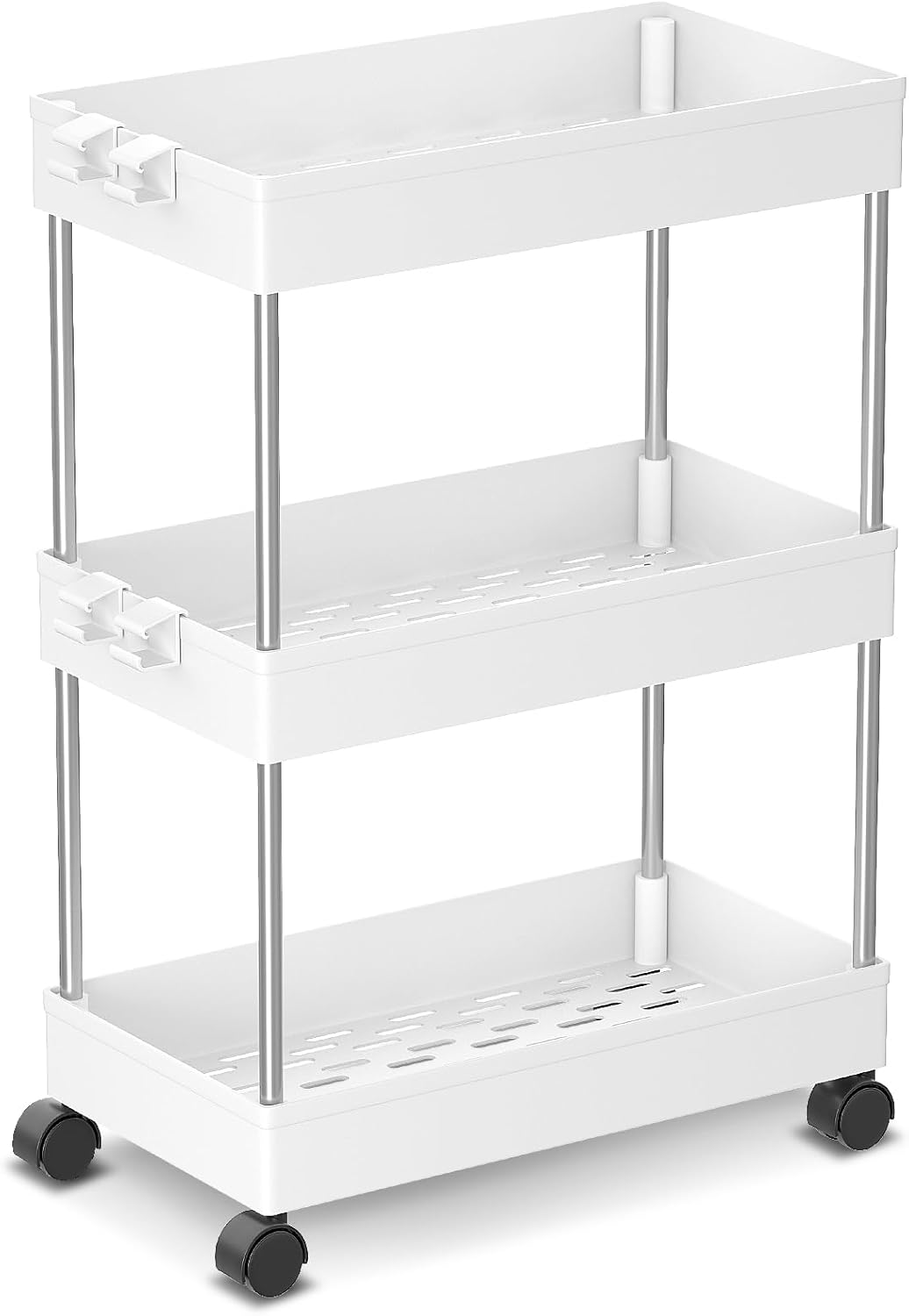 Desserte à roulettes - chariot 3 niveaux, mobile 60x40x22cm, espaces étroits