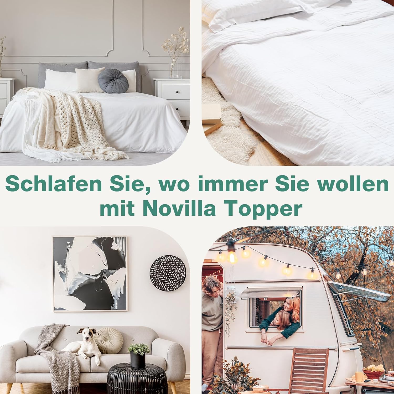 Novilla - surmatelas gel 5cm - 180x200 cm - mousse mémoire, housse lavable, antidérapant