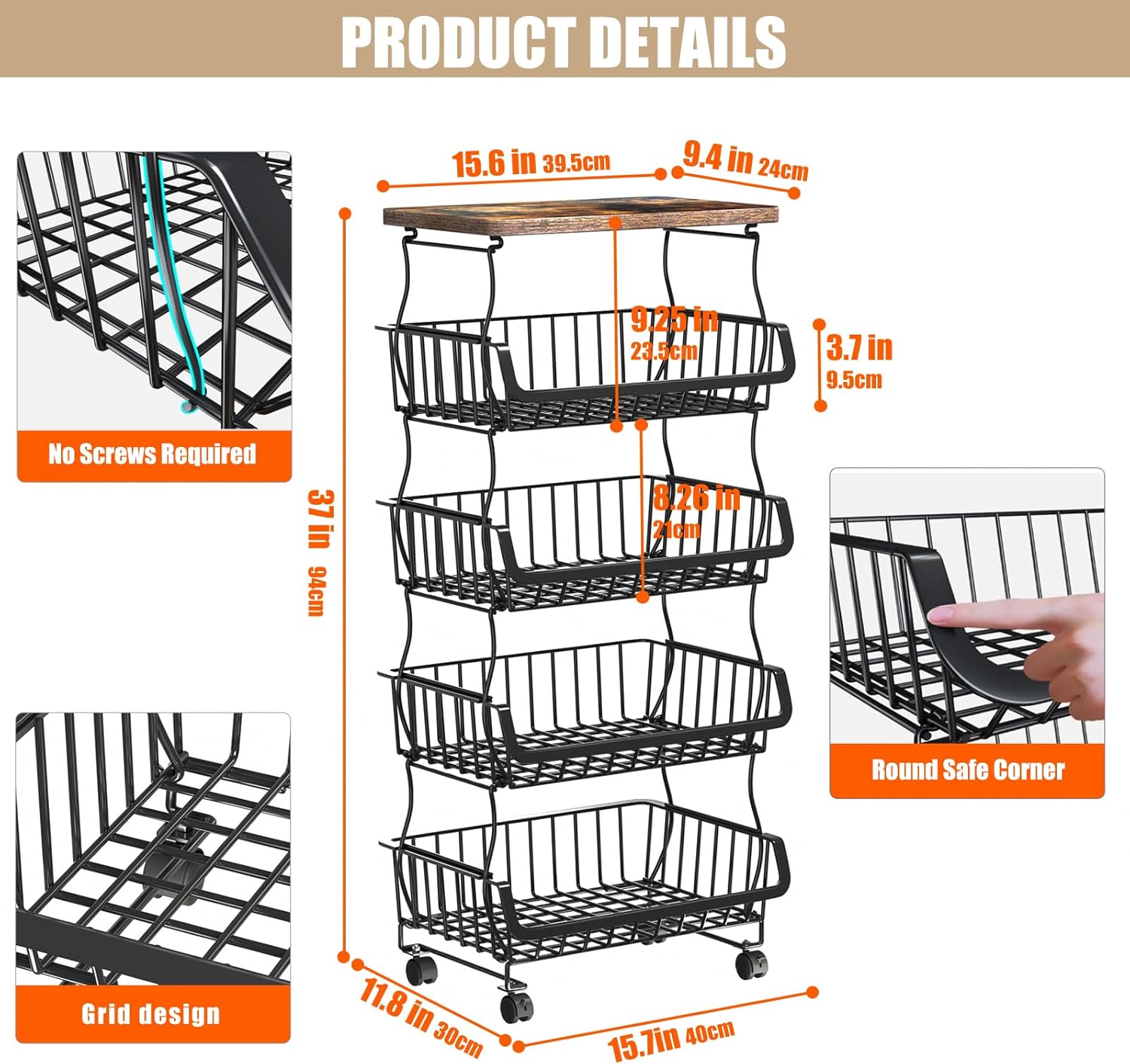 Organisateur cellier 5 niveaux - rangement roulettes - cuisine/bain -