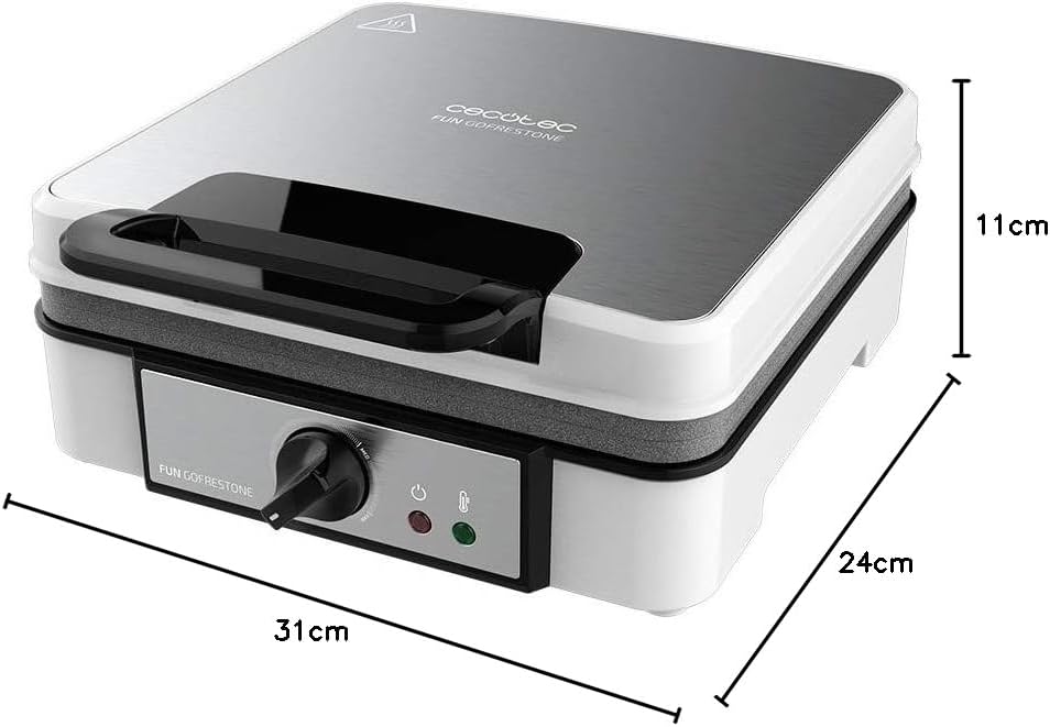 Cecotec - Fun Gofrestone 4Inox - 4 gaufres, inox, 1200W, température réglable