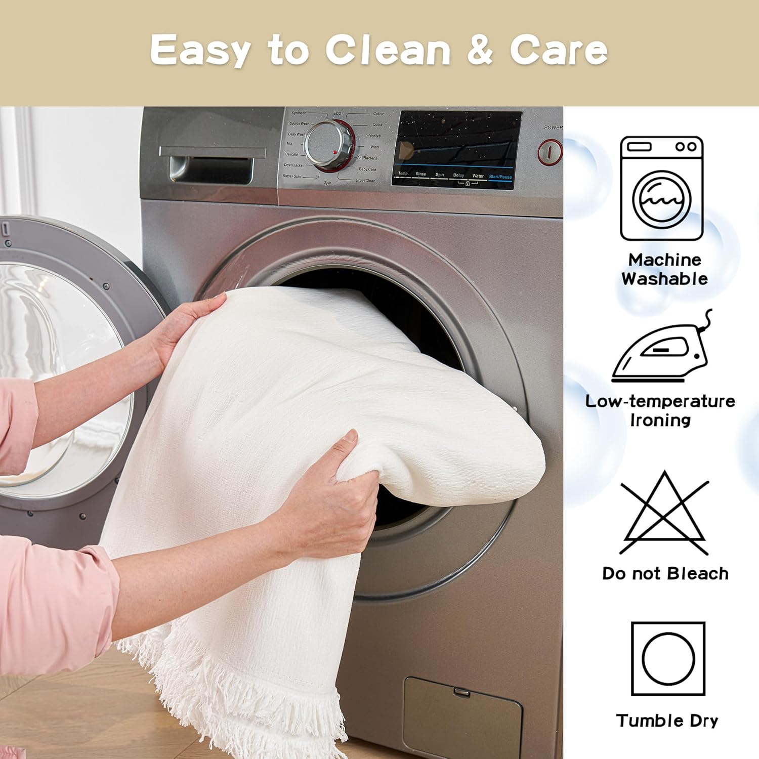 MYSKY HOME - Housse de canapé 3 places - 180x340cm - protection animaux, enfants, blanche