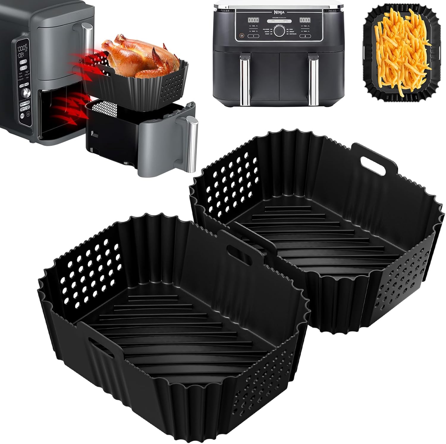 Moule silicone air fryer double, accessoires cuisine, 9.5L, SL400EU