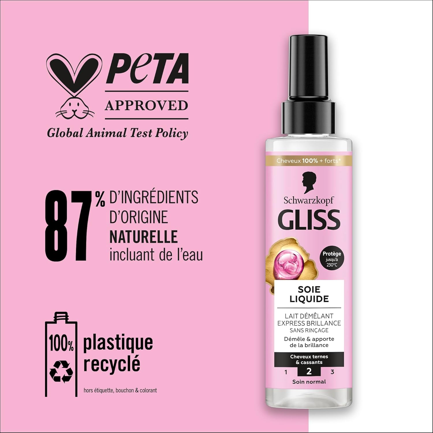 Schwarzkopf - Gliss Lait Démêlant Soie Liquide 200ml - protège et brille jusqu'à 230°C