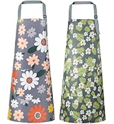 Vicloon 2 PCS Tablier de Cuisine Femme, Tablier Cuisine Réglable Lanières, Etanche Tablier avec P...