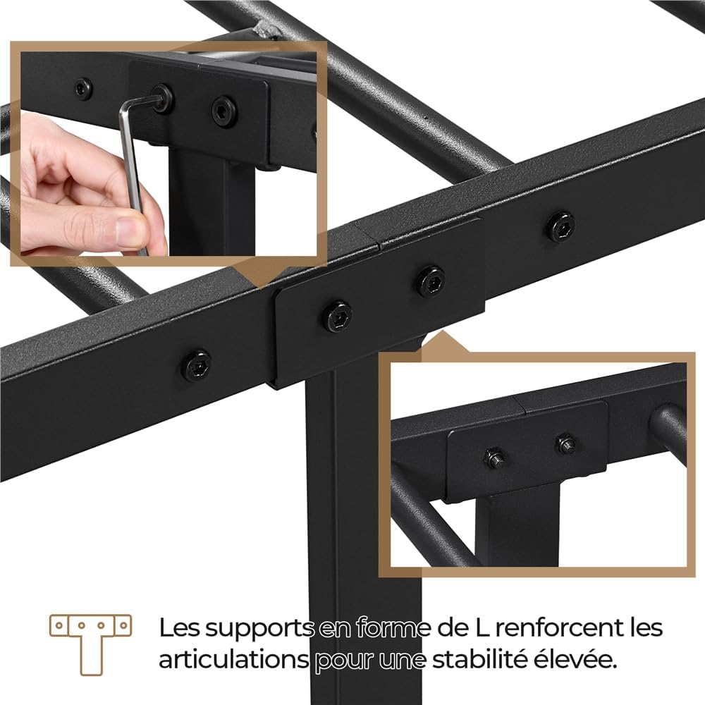Yaheetech - lit simple métal - 90x200cm - montage facile, compact