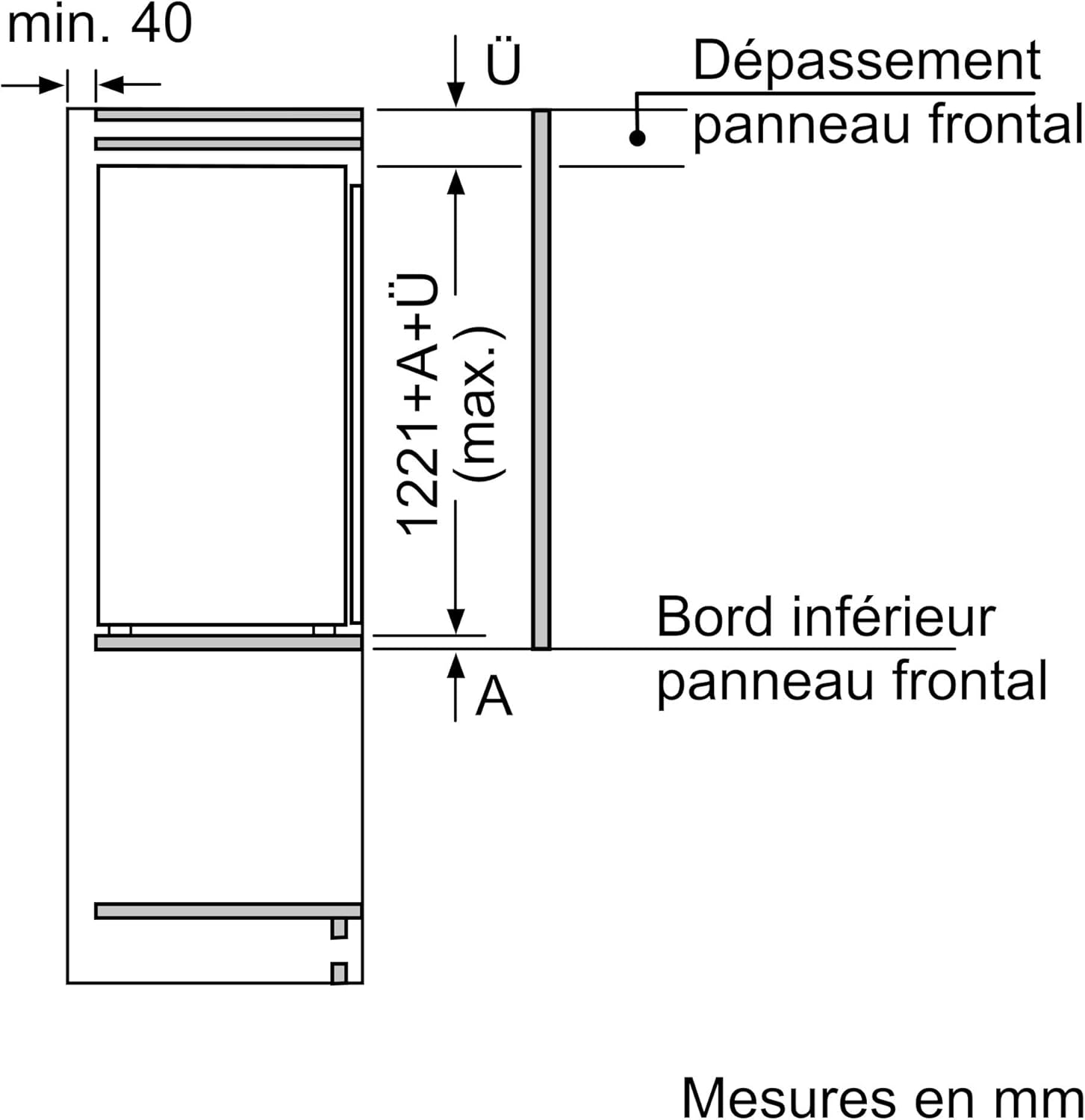 Bosch - KIR41NSE0 Série 2 - 122,1x54,1 cm - réfrigérateur encastrable 204L KIR41NSE0