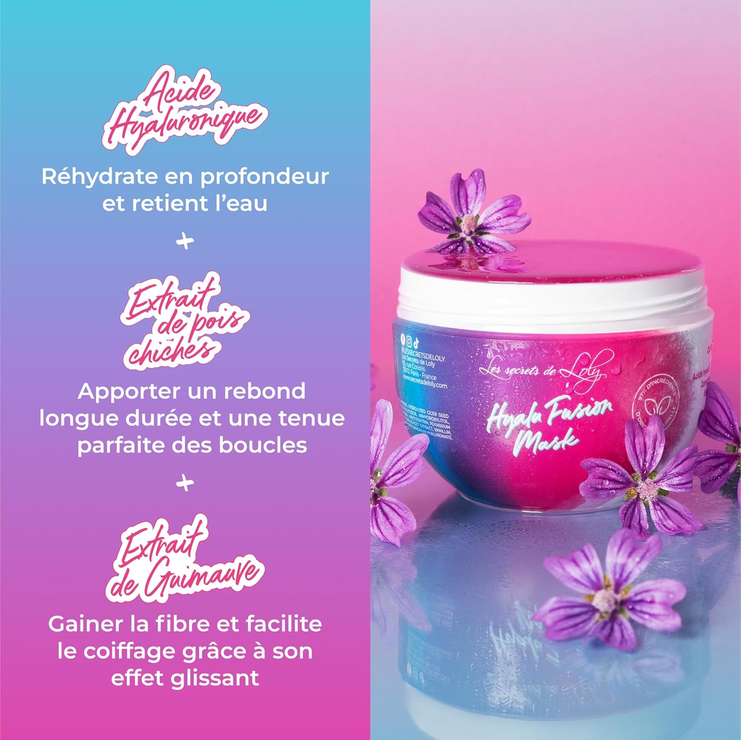 Les Secrets de Loly - Hyalu Fusion Mask - 300ml - masque boucles hydratant acide hyaluronique