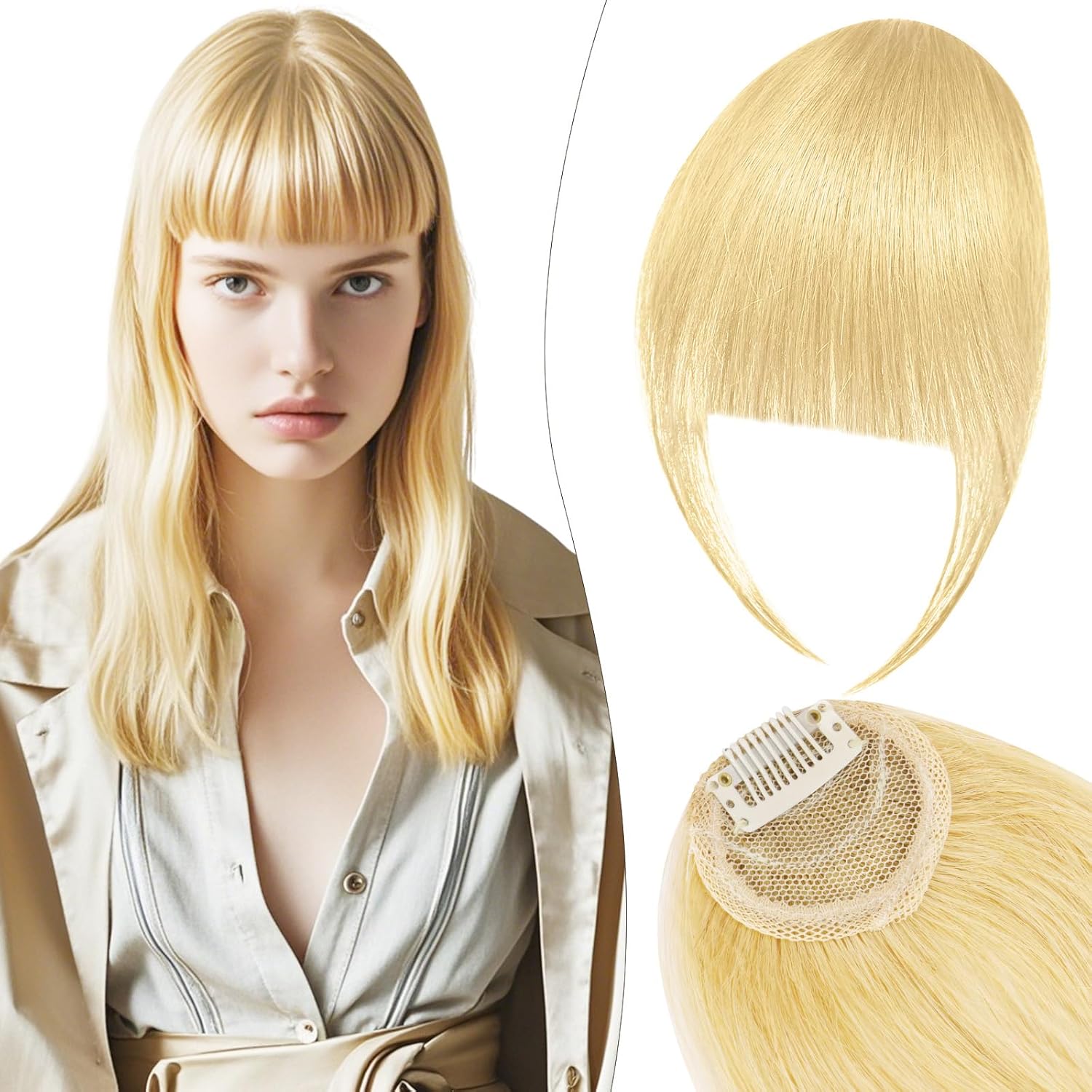 LOPHE - Frange à clip tressée - cheveux humains - Or - Air Bangs