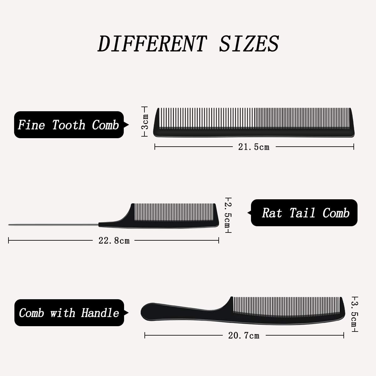 URAQT - set de 3 brosses/coiffants - antistatique, pro salon