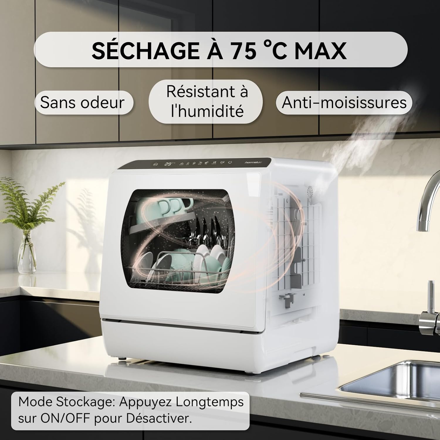 Hermitlux - Mini lave-vaisselle - 43 cm - 4 couverts, sans raccord eau