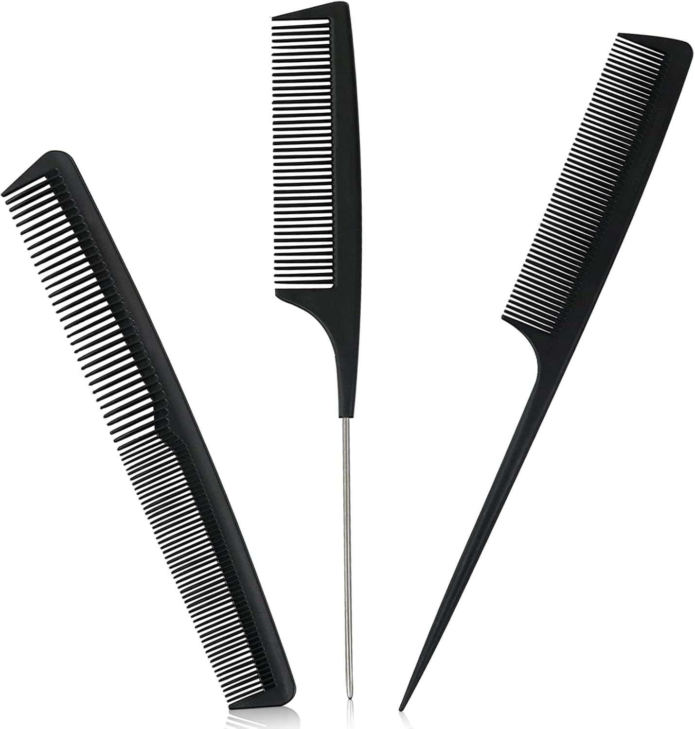 Peigne cheveux - Set 3 peignes carbone - fins, antistatiques, salon, homme