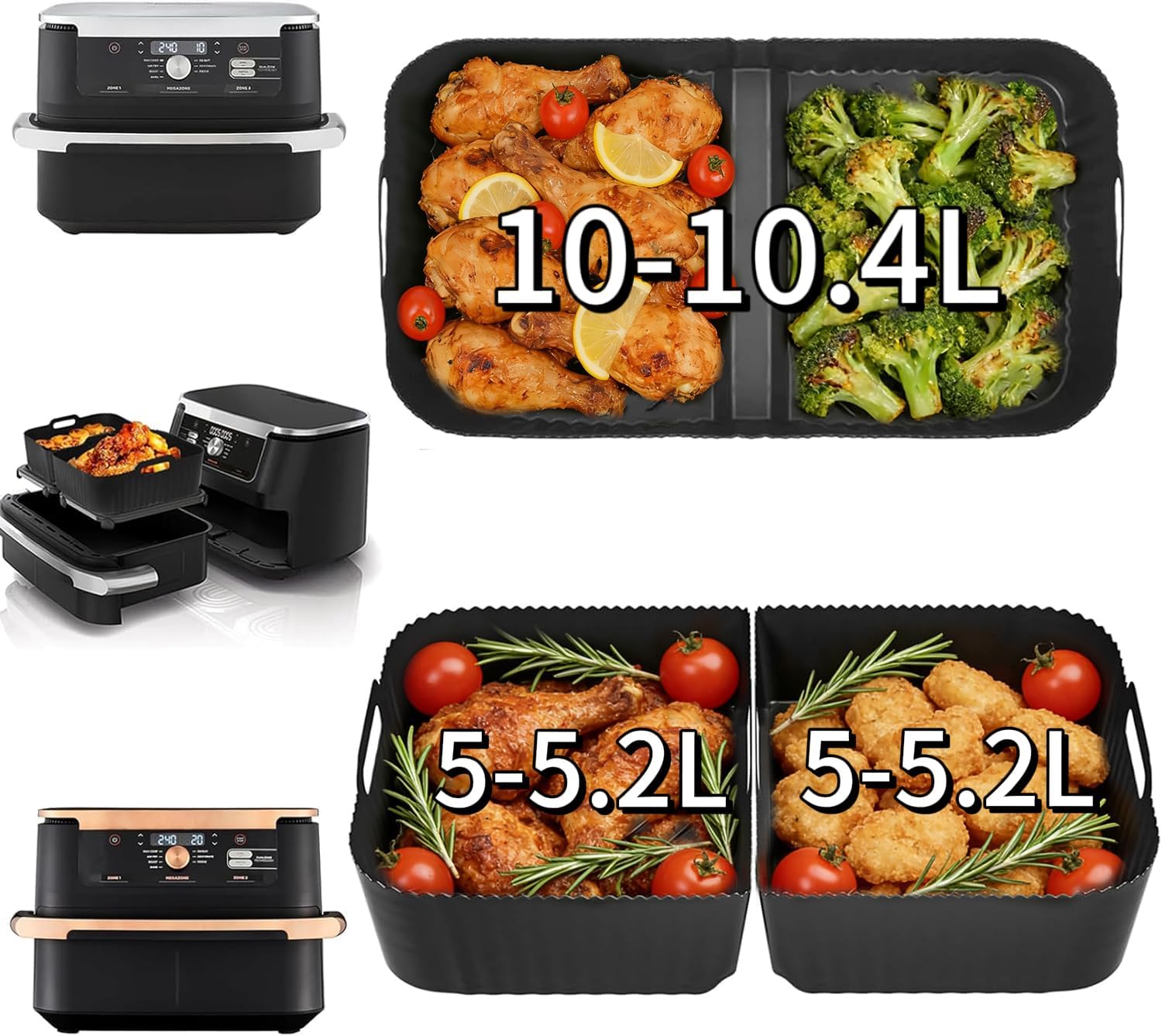 Accessoires pour friteuse - silicone grand format - compatibles 10L - réutilisable et facile à nettoyer - AF500UK/Cosori