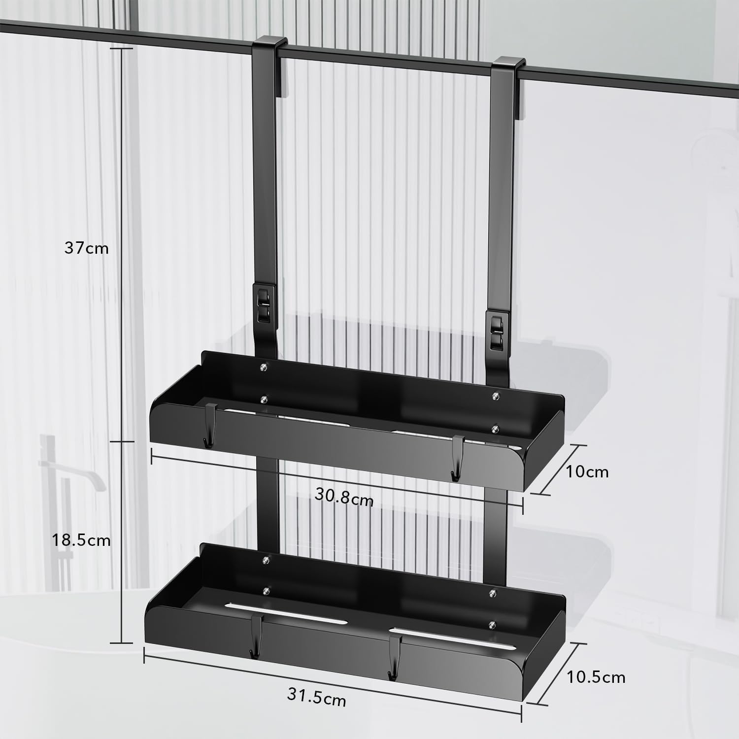 Étagère de douche suspendue 55,5cm, rangement pratique et porte