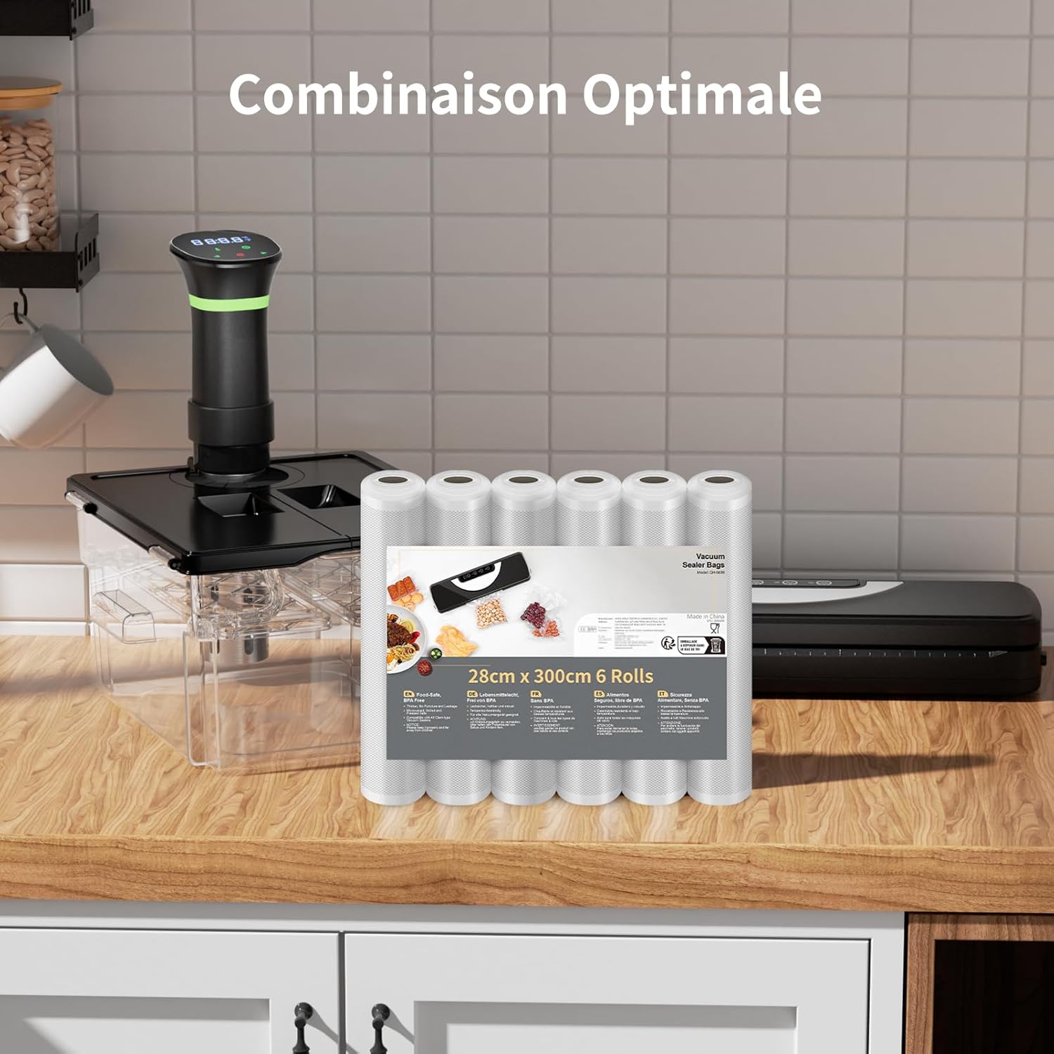 Rouleau sous vide alimentaire - 6 rouleaux 28x300cm - sans BPA