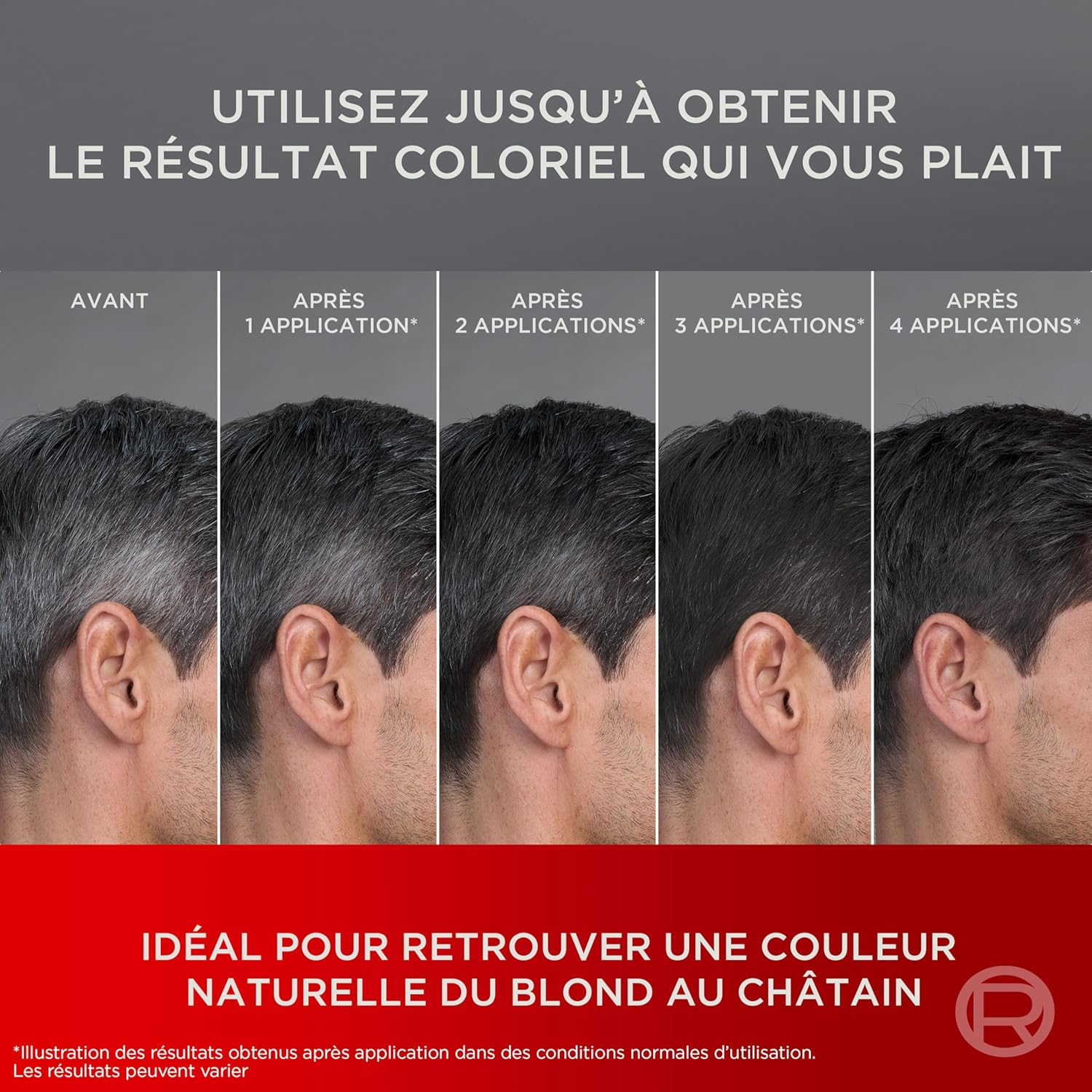 L'Oréal Paris - Progress Homme - gel repigmentant - sans ammoniaque, naturel, 4 applications, tous cheveux