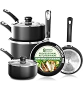 KICHLY Ensemble de casseroles et poêles antiadhésives 5 pièces, poêles à frire à induction 20 cm,...