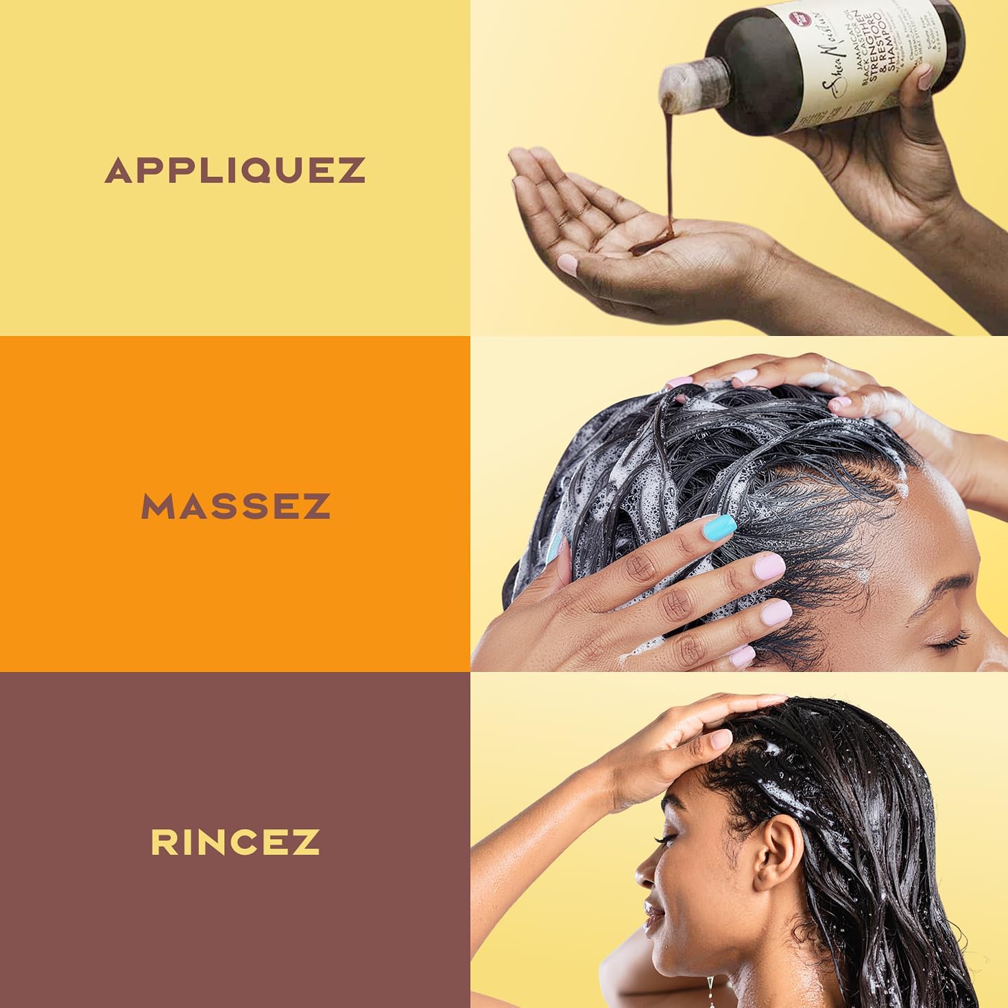 SheaMoisture - Strengthen & Restore - 384ml - cheveux abîmés, ricin noir, karité, hydratation intense