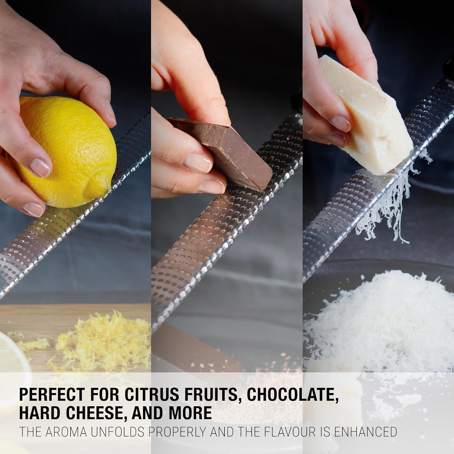 Microplane - Râpe à zesteur série fine - Rouge Grenade - Lame fine, idéale agrumes, parmesan, gingembre, chocolat - Fabr