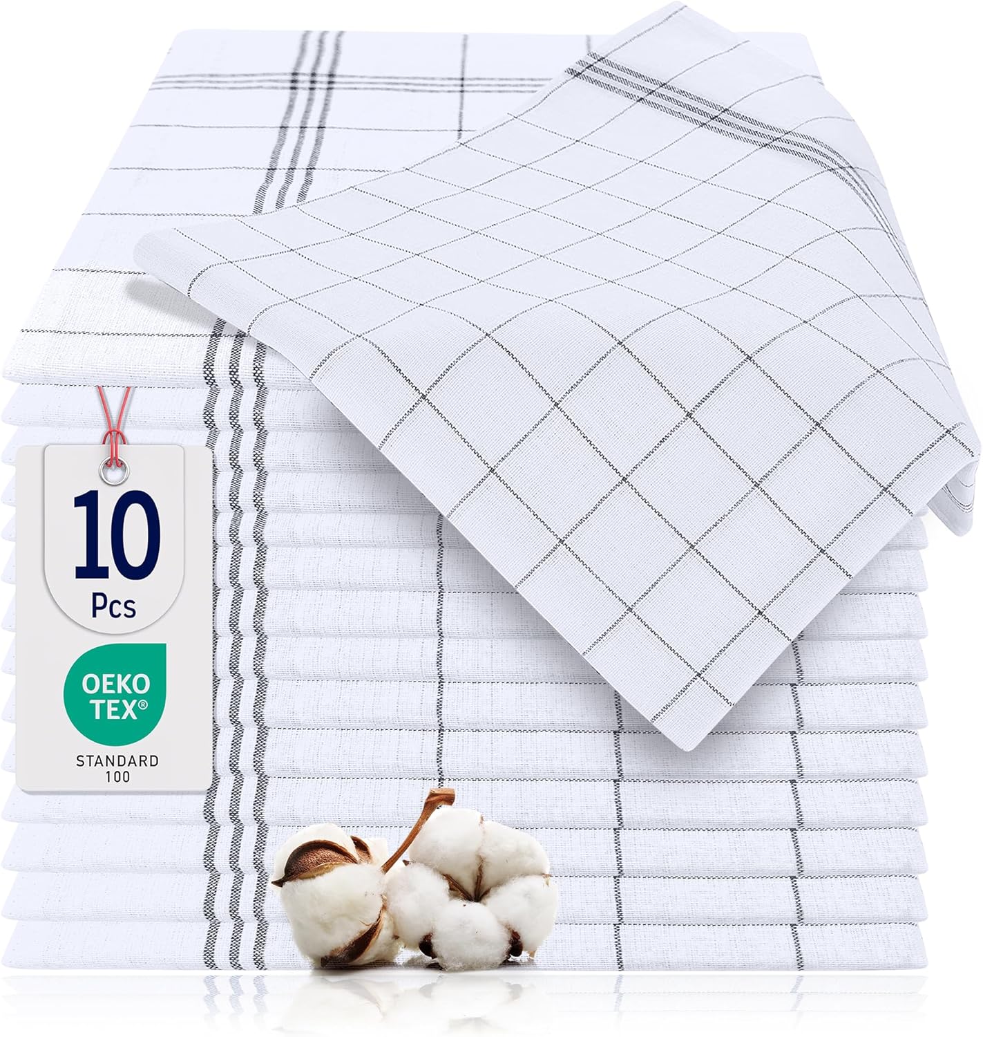 BARBONS - lot de 10 torchons - 50x70 cm - coton absorbant Oeko-TEX