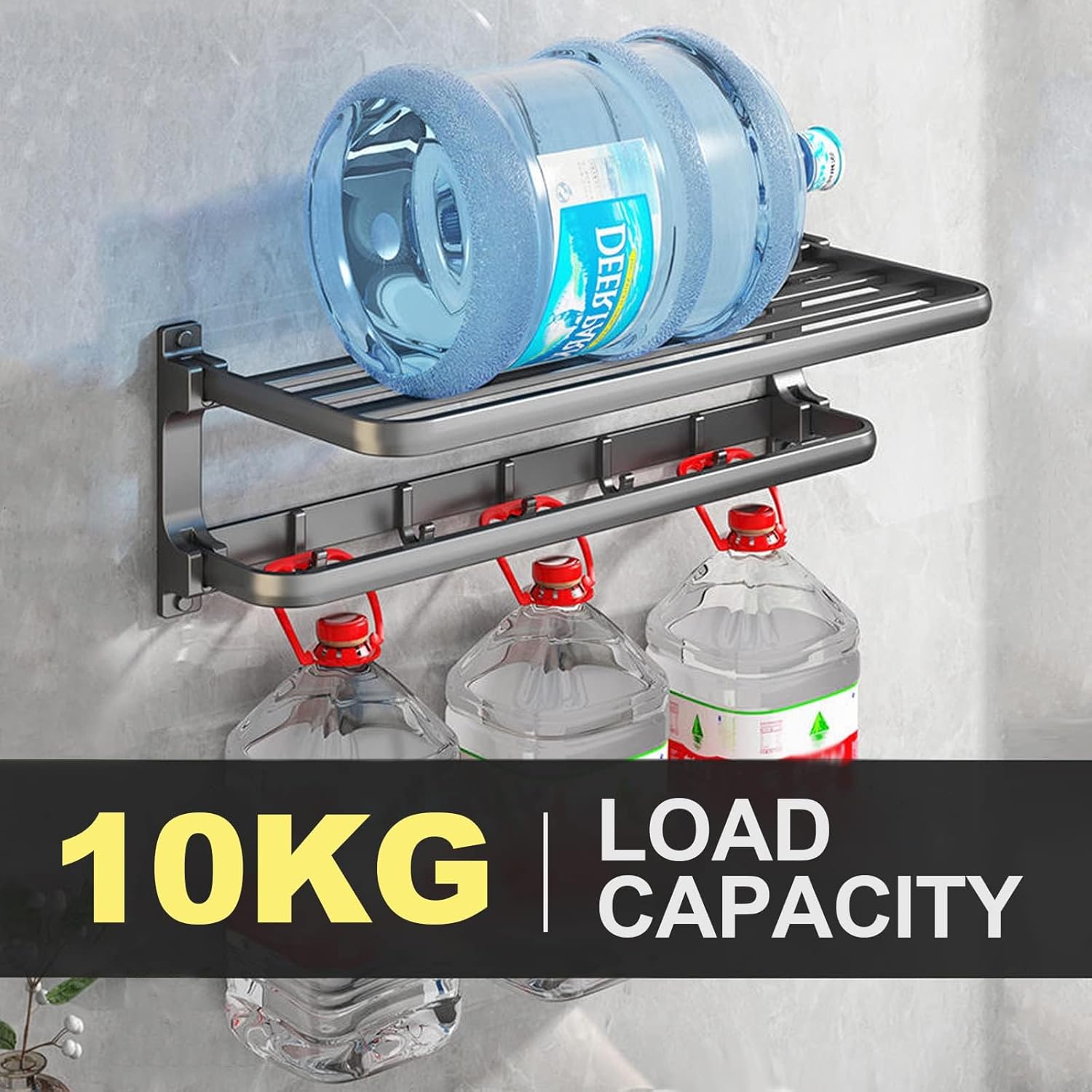 Porte-serviettes mural sans perçage 58cm, 5 crochets, gris