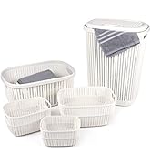 alpina Lot de 5 paniers à Linge en Plastique avec Couvercle Beige