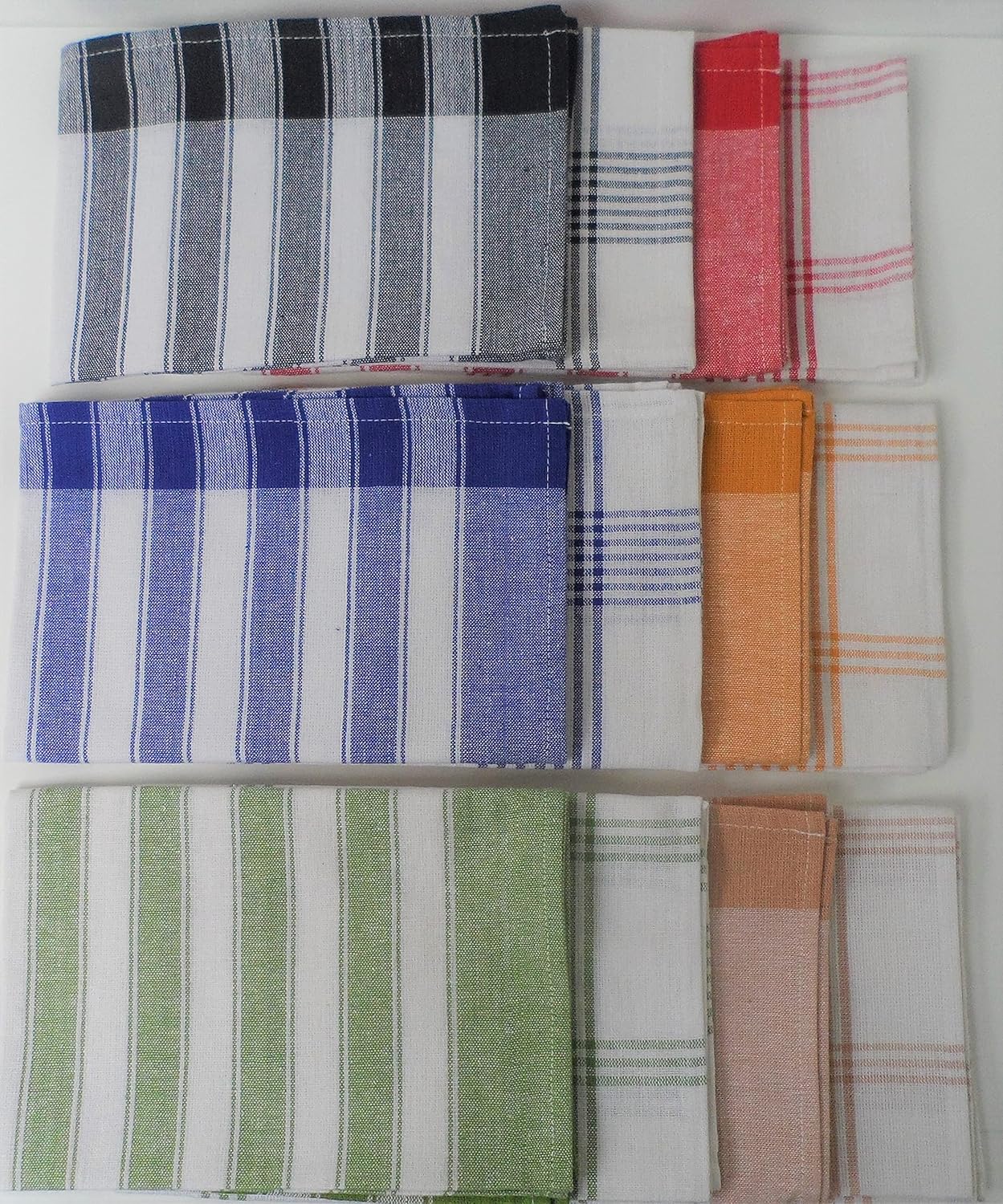 Home Linge Passion - lot de 12 torchons - coton - absorbants multicolores